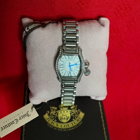 LADIES JUICY COUTURE SILVER TONE CRYSTAL WATCH - Picture 1 of 16